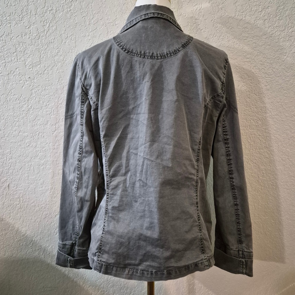 DKNY Jeans Studded Utility Blazer XL Gray Y2K Grunge Military Jacket - Picture 7 of 10